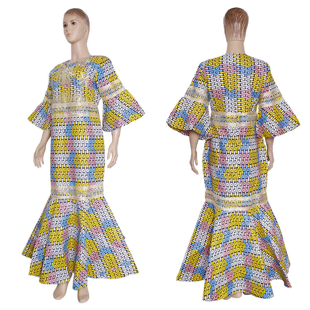 H&D Robe Wax Africain Femme Ankara Maxi Dresses Nigerian Fashion Dashiki Ladies Clothes Elegant Dress Women For Wedding Party 210408