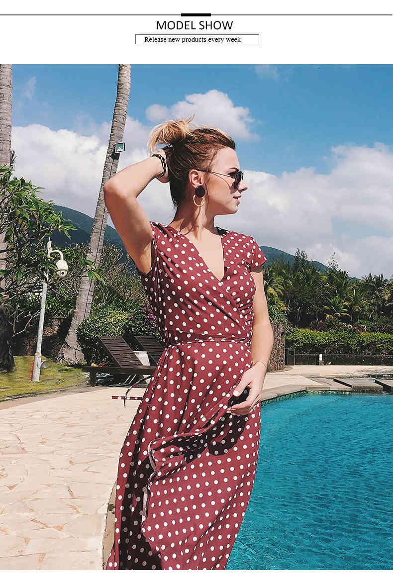 Street Style Dress 060527 Polka Dot Summer Women Beach Bohemian V Neck Split Asymmetric Long Elegant Party Vtidos Wrap 7YT6, As the picture
Street Style Dress 060527 Polka Dot Summer Women Beach Bohemian V Neck Split Asymmetric Long Elegant Party Vtidos Wrap 7YT6, As the picture