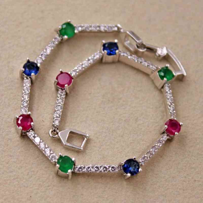 Jewelry Accessories Fashion Bracelets for Women Wedding Anniversary Birthday Gift Gold Color Red Green Zircon