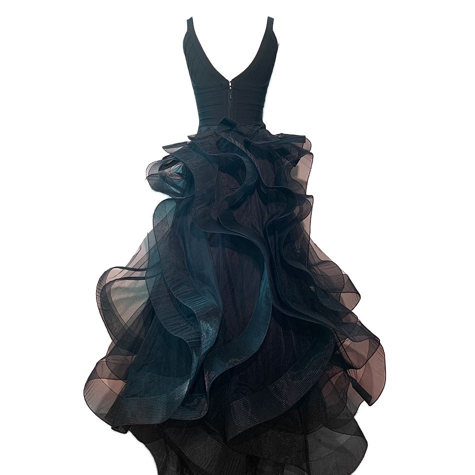 Summer Women's Spaghetti Strap Lace Bandage Dress Sexy V Neck Ruffles Floor Length Celebrity Party Evening 210423