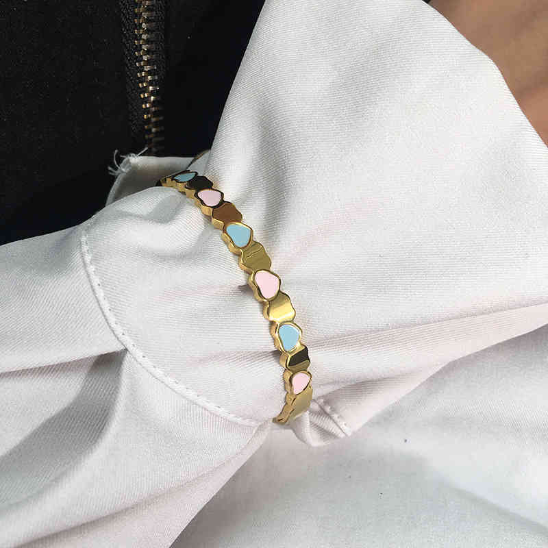 Charm Bracelets 56 Elegant Collocation Color Drop Oil Peach Heart Smooth Face Bracelet Three Colors