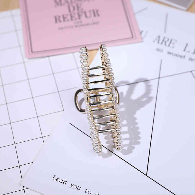 Hair Accessories Jewelry Pearl Bow Clip Metal Female Large pin Shark Back Long Korean Version