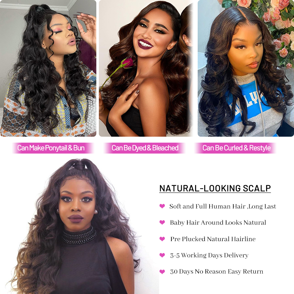 ISEE HAIR Peruvian Front Wig 4X4 Body Wave Closure For Women Human Hair 13X4 Lace Frontal Wigs
