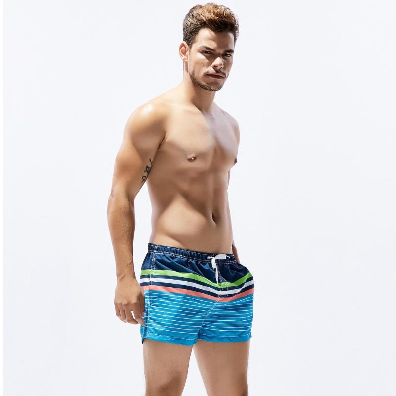 Summer Fashion Bermudas Board Shorts Men Beach Short Swimsuit Brand Stripe Quick Dry Beachwear Man Bath Suit Pocket Designer Men's