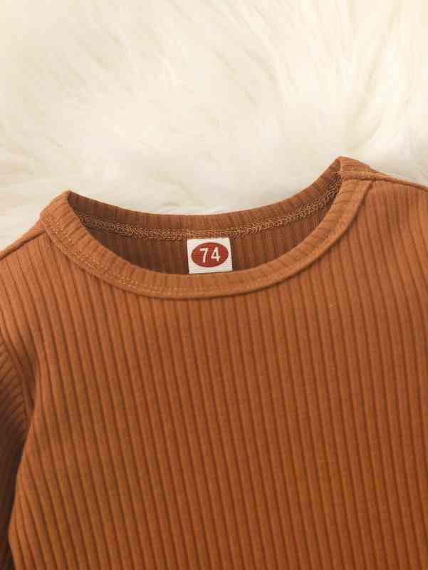 Baby Puff Sleeve Bodysuit & Houndstooth Print Buckle Pleated Skirt SHE