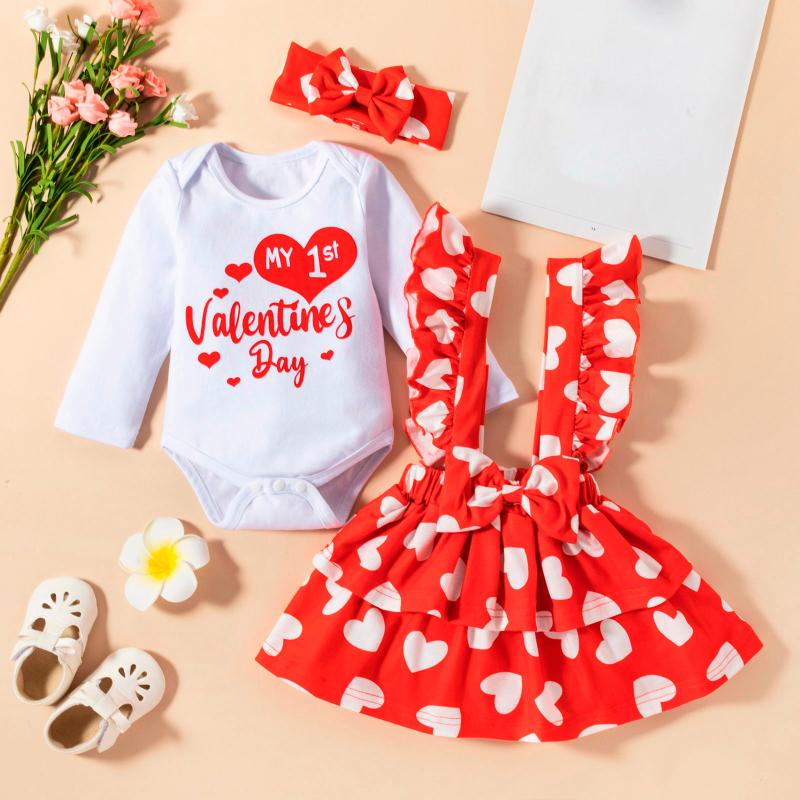 Clothing Sets Toddler Kids Baby Girls Set My 1st Valentine's Day Heart Print Long Sleeve Bow Ruffle Suspender Skirt Infant Outfit, White
Clothing Sets Toddler Kids Baby Girls Set My 1st Valentine's Day Heart Print Long Sleeve Bow Ruffle Suspender Skirt Infant Outfit, White