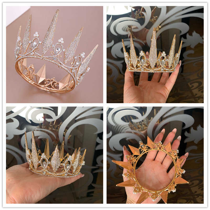 Black/Gold/Silver Color Bridal Wedding Tiaras and Crowns Headbands for Women Princess Diadem Hair Accessories 210707