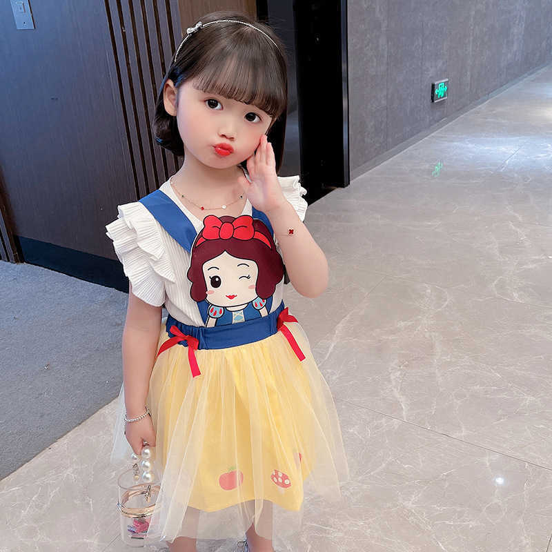 Summer Girls Carton Outfit Set Children 2pcs Tops and Jump Skirt Clothes Princess Birthday Tutu T-shirt 210529