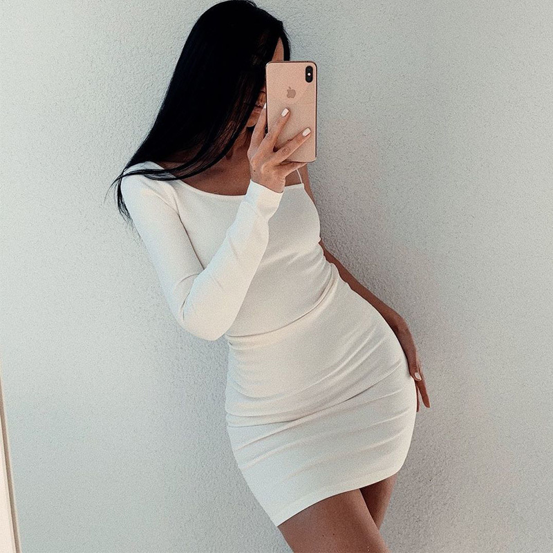 Women White Dress Asymmetric Above Knee Dresses Chic Lady Fashion Casual Clothes 210517