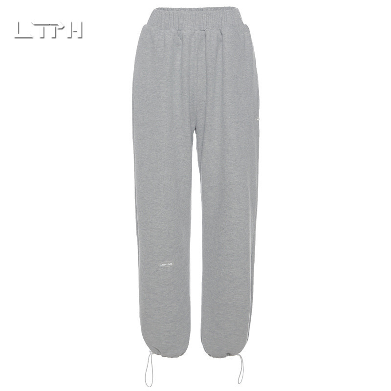 Autumn arrivals ins fashion High waist Straight sweatpants woman pants Solid color wild street Casual Loose trousers 210427