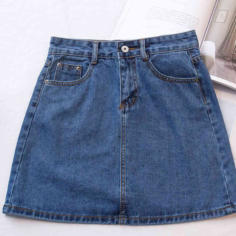 Zoki High Waist Women Denim Skirt Sexy Fashion Summer Korean Girls Jeans Mini Skirt Plus Size Cotton Ladies Short Skirt 210412Z