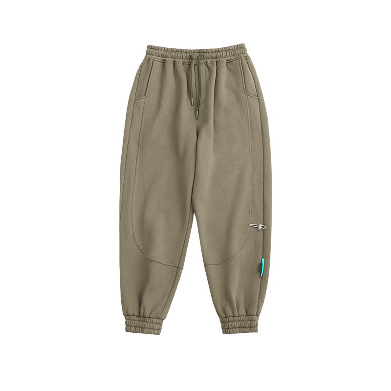 Fleece Loose Fit Men Sweatpant In Pure Color 2021 Winter Elastic Waist Streetwear Outdoor Pants 3206W Men's