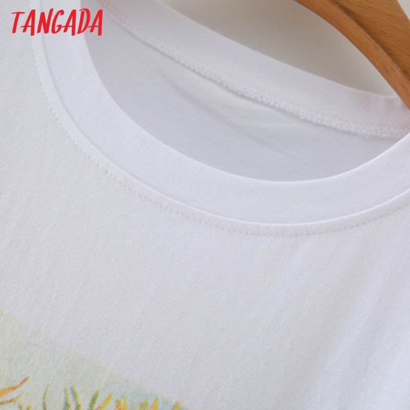 Women Floral Print White T Short Sleeve O Neck Tees Ladies Tee Shirt High Street Top 2M133 210416
