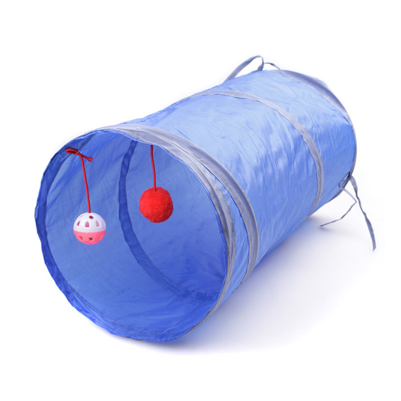 Intelligence Drill Barrels Cat Tunnel Interactive Toys Two-way Tunnels Foldable Hanging Ball Pet Accessories