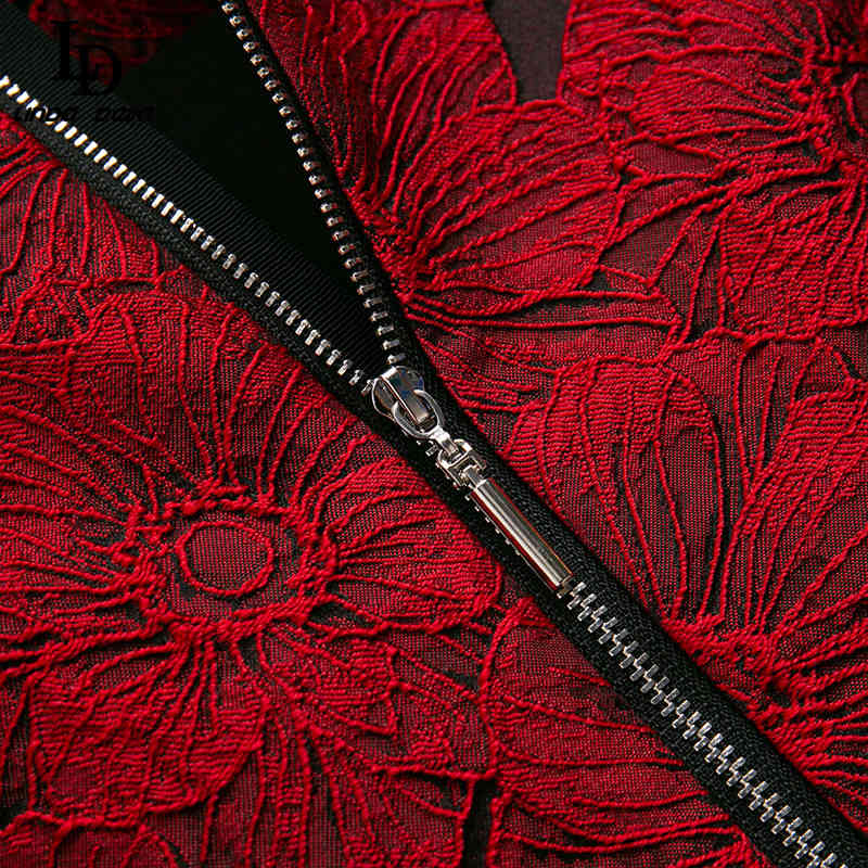 Summer Fashion Runway Dress Women Lantern Sleeve Bow Belt Elegant Red Flower Embroidery High waist Mini 210522