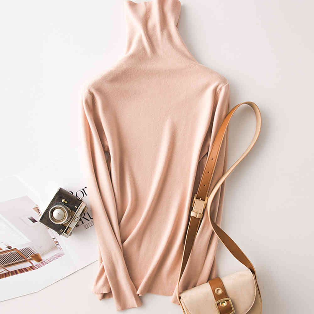Winter Women Solid Turtleneck Sweater Female Long Sleeve Chic Elegant Ladies Jumpers Pull Femme Pullover 210428