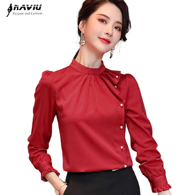 Red Silk Shirt Women Autumn Fashion Temperament Irrrgular Ruffles Stand Collar Satin Blouses Office Ladies Formal Work Tops 210604, Light green
Red Silk Shirt Women Autumn Fashion Temperament Irrrgular Ruffles Stand Collar Satin Blouses Office Ladies Formal Work Tops 210604, Light green