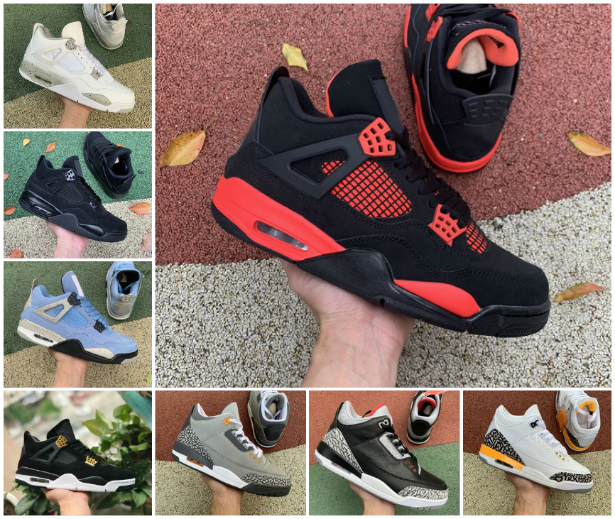 Mens 4 4s Red Thunder basketball shoes Lucid Green Rasta Metallic Purple Black Cat sneakers Jumpman University Blue White Sail Cool Grey Cement designer sports shoe, Bubble package bag
Mens 4 4s Red Thunder basketball shoes Lucid Green Rasta Metallic Purple Black Cat sneakers Jumpman University Blue White Sail Cool Grey Cement designer sports shoe, Bubble package bag