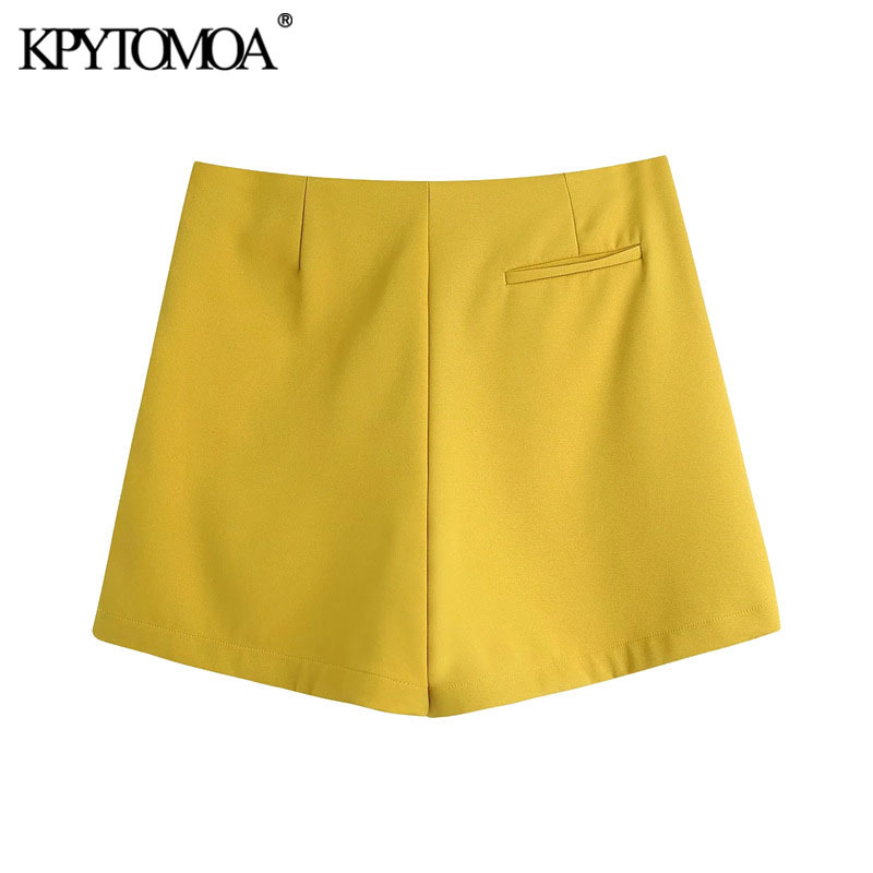 Women Chic Fashion Buttons Decorative Bermuda Shorts Skirts High Waist Back Zipper Female Skorts Mujer 210420