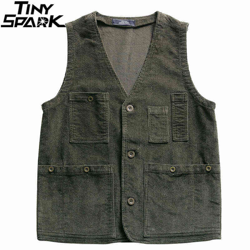 Hip Hop Streetwear Sleeveless Jacket 2021 Men Harajuku Corduroy Bomber Waistcoat Tactical Vest Military Utility Multi Pockets Y1108, A66pl210
Hip Hop Streetwear Sleeveless Jacket 2021 Men Harajuku Corduroy Bomber Waistcoat Tactical Vest Military Utility Multi Pockets Y1108, A66pl210