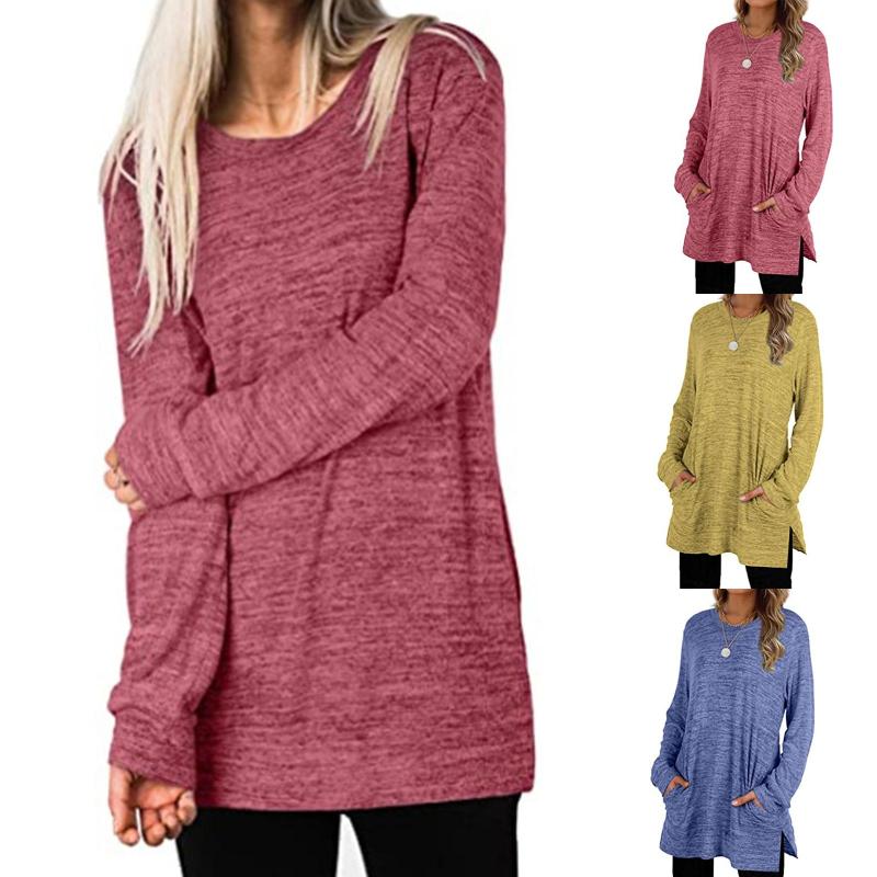 Women's Blouses & Shirts Autumn Women Casual Split Hem Long Sleeve Solid Color Blouse Pockets Tunic Top Female Sweatshirt Pullover, White
Women's Blouses & Shirts Autumn Women Casual Split Hem Long Sleeve Solid Color Blouse Pockets Tunic Top Female Sweatshirt Pullover, White