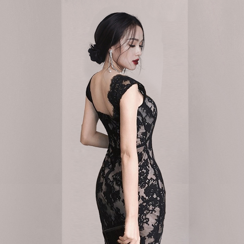 Fashion Summer Lace Dress Robe Female High Waist Vintage Elegant Party For Women Vestidos 210520