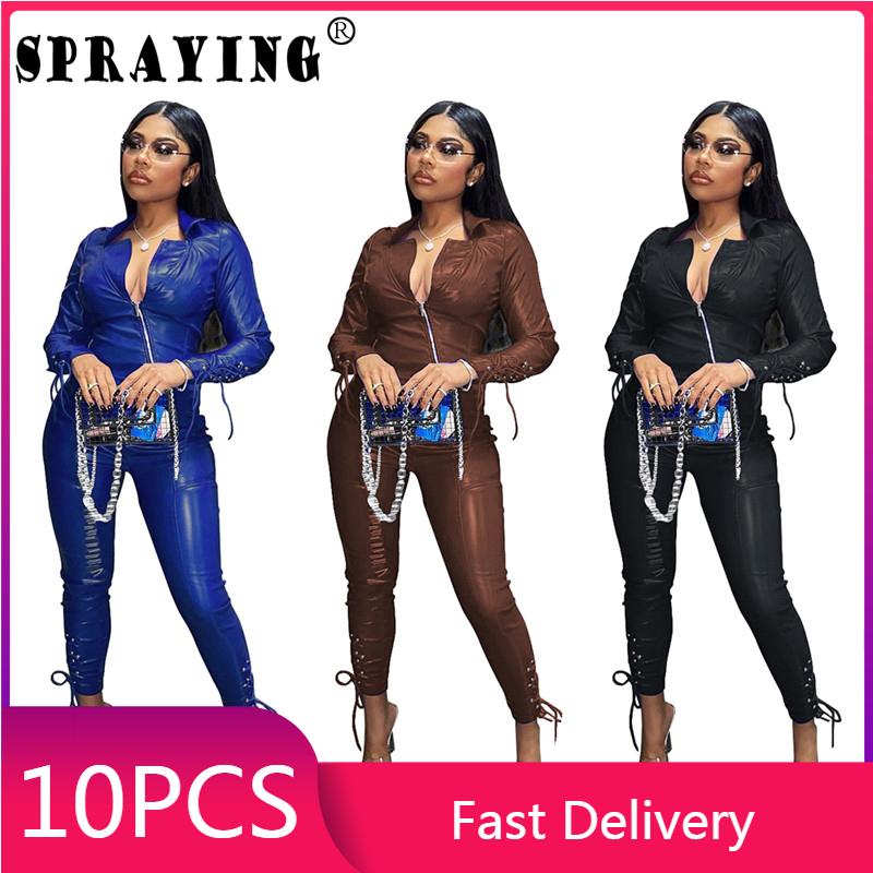 Women's Two Piece Pants 10sets Autumn Winter Outfits For Women Fashion PU Leather Suit Sexy Wholesale Items Business S5699, White
Women's Two Piece Pants 10sets Autumn Winter Outfits For Women Fashion PU Leather Suit Sexy Wholesale Items Business S5699, White