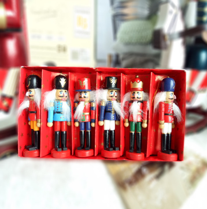 1 set of the latest model = 6 Christmas decorations, Nutcracker, Wooden Puppets, 12CM Tin Soldier Free shipping
