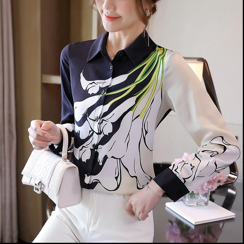 Korean Silk Print Womens Shirt Long Sleeve Floral Top Plus Size Blusas De Mujer, White
Korean Silk Print Womens Shirt Long Sleeve Floral Top Plus Size Blusas De Mujer, White