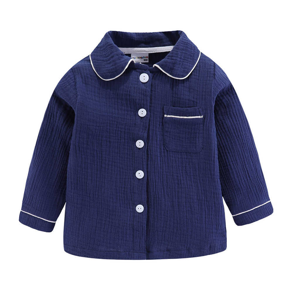 Mudkingdom Boys Pajamas Set Plain Collared Long Sleeve Spring Autumn Kids Sleepwear Clothes 210615