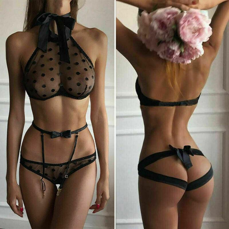 Bras Sets 2Pcs Women See Through Sexy Lingerie Dot Tops Bra Thong Underwear Set Nightwear 3FS, Black
Bras Sets 2Pcs Women See Through Sexy Lingerie Dot Tops Bra Thong Underwear Set Nightwear 3FS, Black