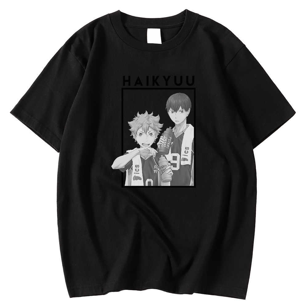 Crewneck Vintage Man T-Shirts Spring Summer T-Shirt Hinata Kageyama Cartoon Haikyuu Print Tops Oversized Brand Tee Shirts Male Y0809