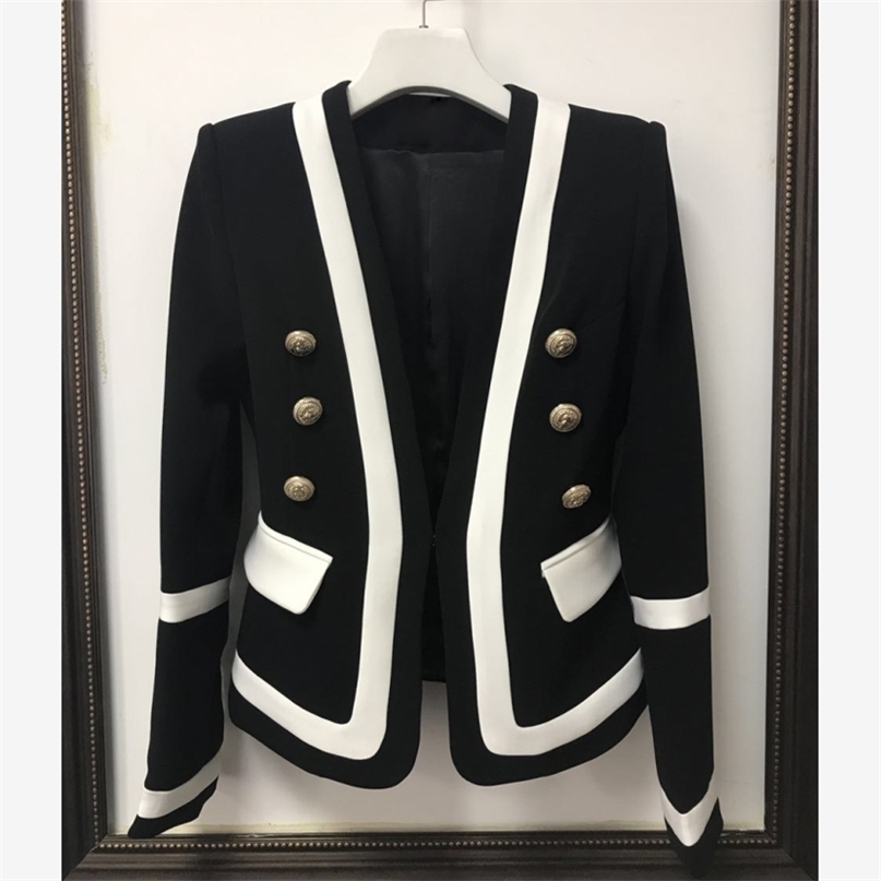 HIGH STREET Fashion Designer Blazer Women's Classic Black White Color Block Metal Buttons Jacket Outer Wear 211122
HIGH STREET Fashion Designer Blazer Women's Classic Black White Color Block Metal Buttons Jacket Outer Wear 211122