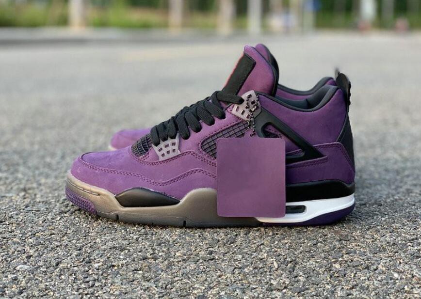 Good Quality 4 Purple Black Man Basketball Designer Shoes IV Suede Cactus Jack Fashion Sport Sneakers With Box