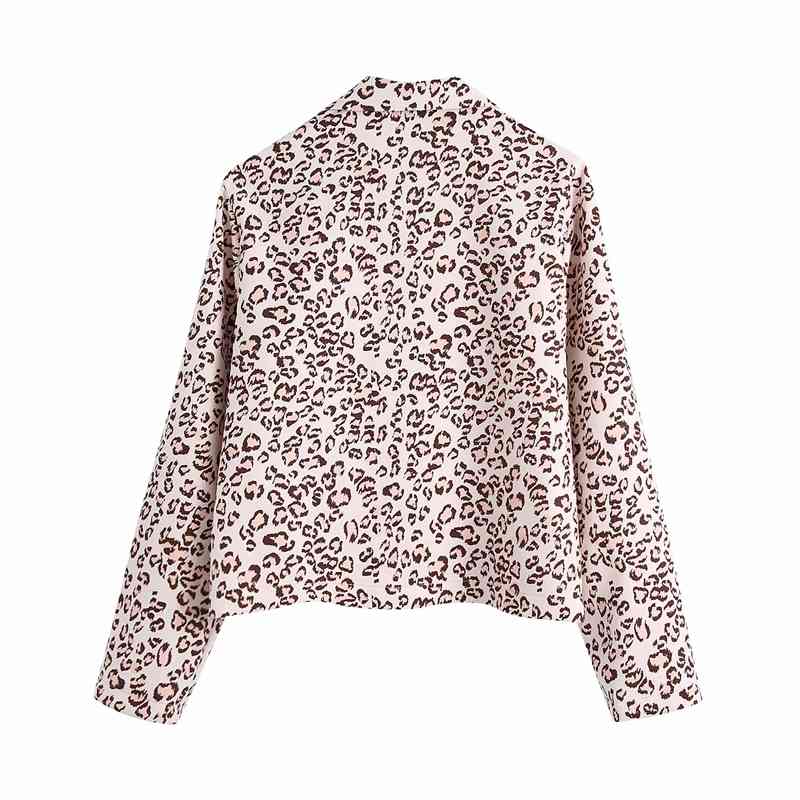 Streetwear Women Leopard Print Shirts Fashion Ladies Khaki Notched Collar Tops Causal Female Chic Button Blouses 210430