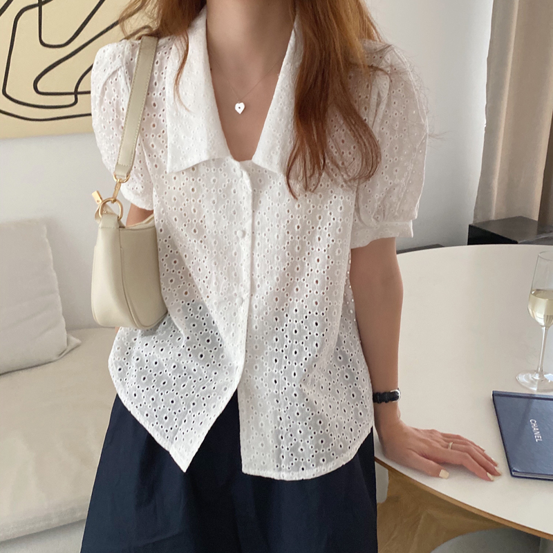 Summer Office Lady Elegant Blouse Shirt Woman Short Sleeve White Blouses Women Solid Soft Tops Blusa Feminina Kimono 210421