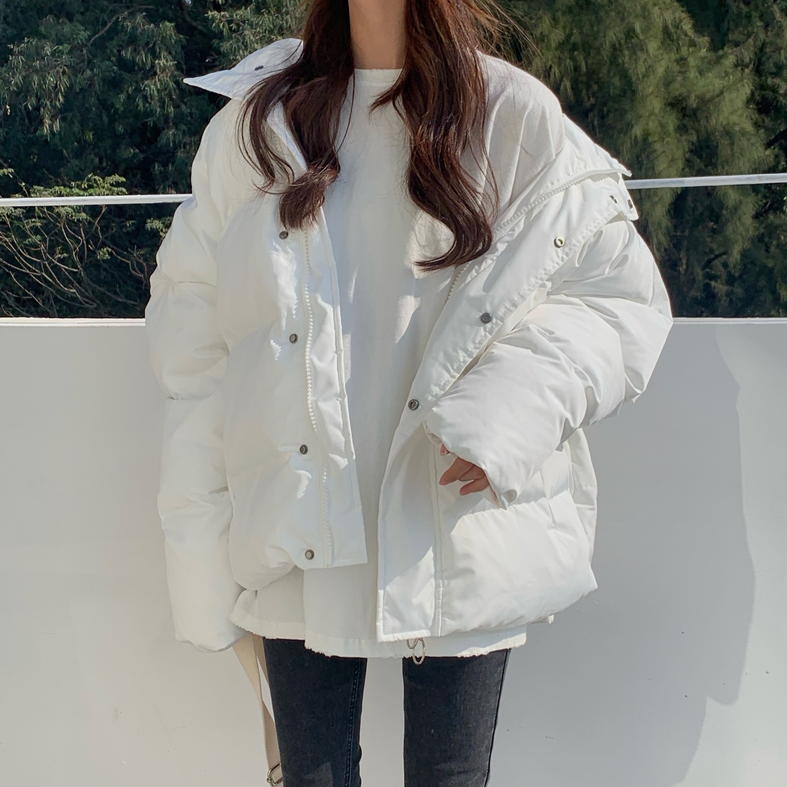 Brief Black Fashion Outwear Stylish All-Match Warm Basic Winter Loose Casual Women Solid Thick Coats Jackets 210421