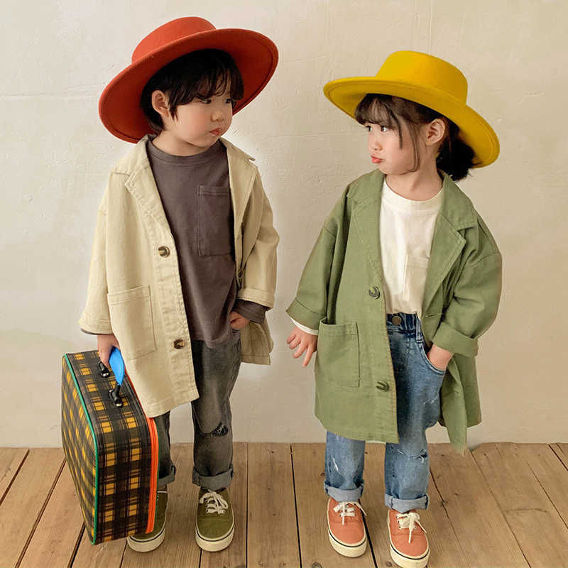 Spring autumn Japan style unisex kids solid color casual trench coats Boys and girls soft loose long jackets clothes 210615, Green
Spring autumn Japan style unisex kids solid color casual trench coats Boys and girls soft loose long jackets clothes 210615, Green