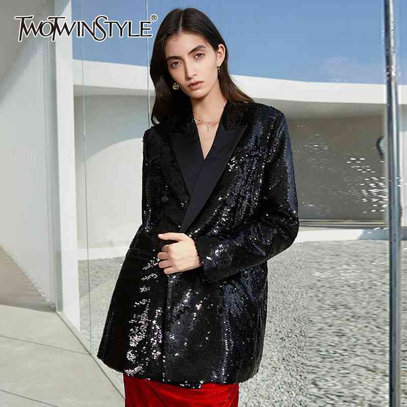 Casual Patchwork Sequin Blazer For Women Notched Long Sleeve Black Vintage Blazers Female Fashion Spring 210524
Casual Patchwork Sequin Blazer For Women Notched Long Sleeve Black Vintage Blazers Female Fashion Spring 210524
