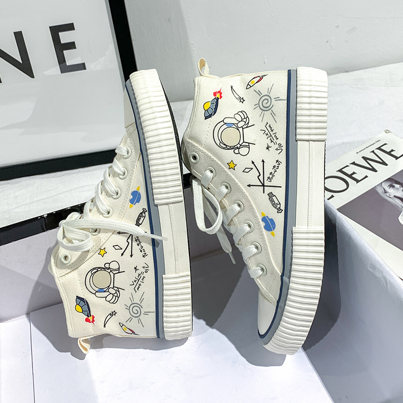 Feiyao spring new canvas shoes high top star cartoon elements female students versatile casual board shoes 1728, Purple
Feiyao spring new canvas shoes high top star cartoon elements female students versatile casual board shoes 1728, Purple