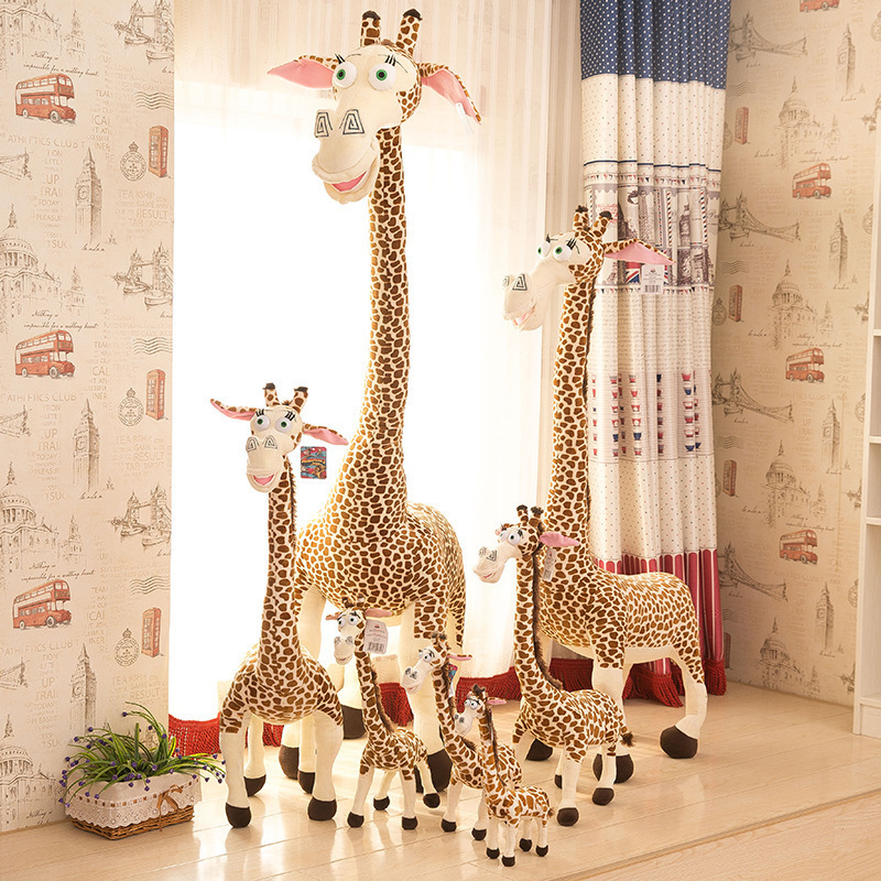 Simulation Madagascar Giraffe Plush Toys Standing Forest Animal Exquisite Patterns Cute Expression Bedding Cushion Kids Pillow 220217