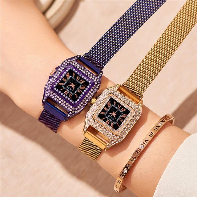 Wristwatches Ladies Fashion Casual Rose Gold Quartz Watch Square Full Diamond Luxury Female Clock, 05
Wristwatches Ladies Fashion Casual Rose Gold Quartz Watch Square Full Diamond Luxury Female Clock, 05