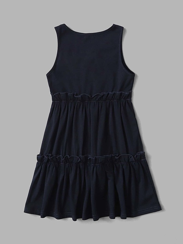 Toddler Girls 1pc Frill Trim Tank Smock Dress SHE