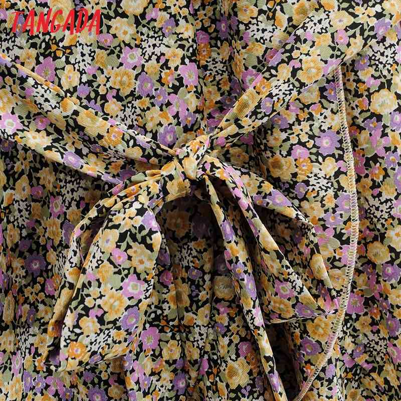 Women Flowers Print Summer Ruffles Slash V Neck Short Sleeve Ladies Mini Dress 1F89 210416