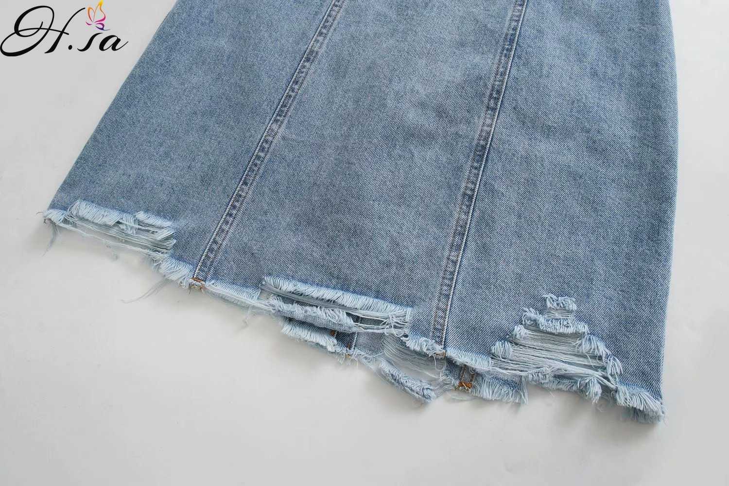 Hsa European and American Summer Wind Women's Mini Denim Brace Dress 1944 210716