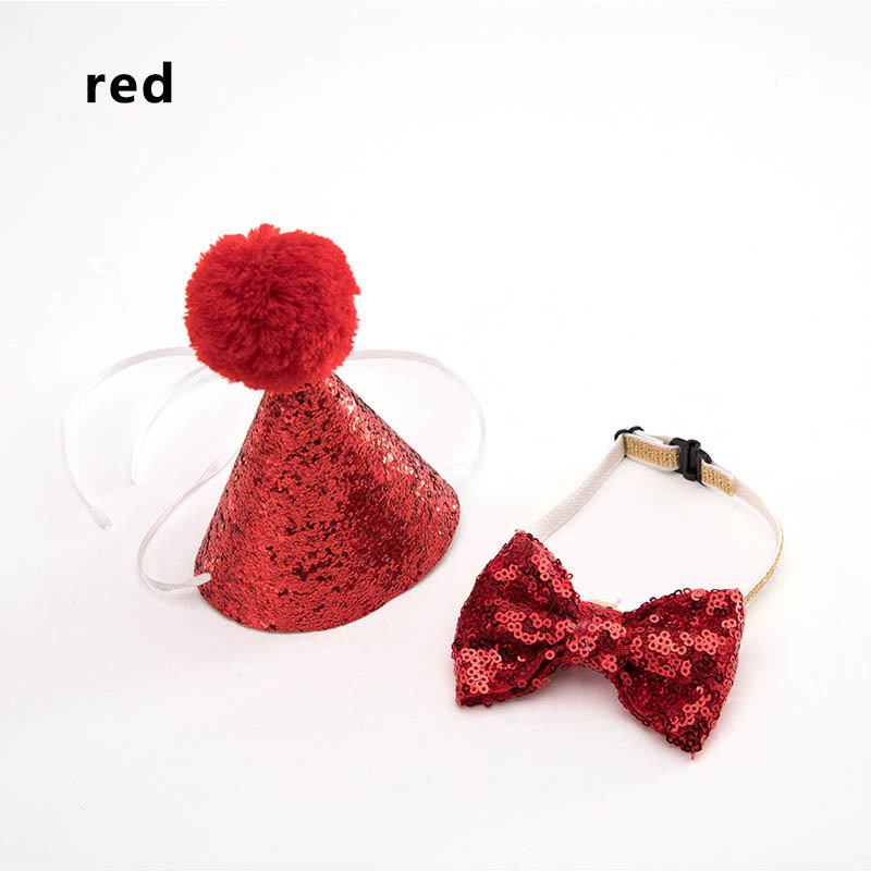 Pet Accessory Sequin Design Adjustable Dog Birthday Bowknot Cute Costume Headwear Hat Cat Cap 1 Set Birthday Party Tools
