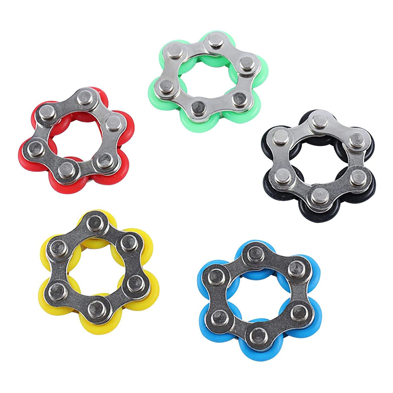Fidget Toys 6 Knots Bicycle Roller Bike Chain Stainless Steel Metal Ring Anti Stress Relief Sensory Birthday Easter Gift for Adults Kids Children Boys