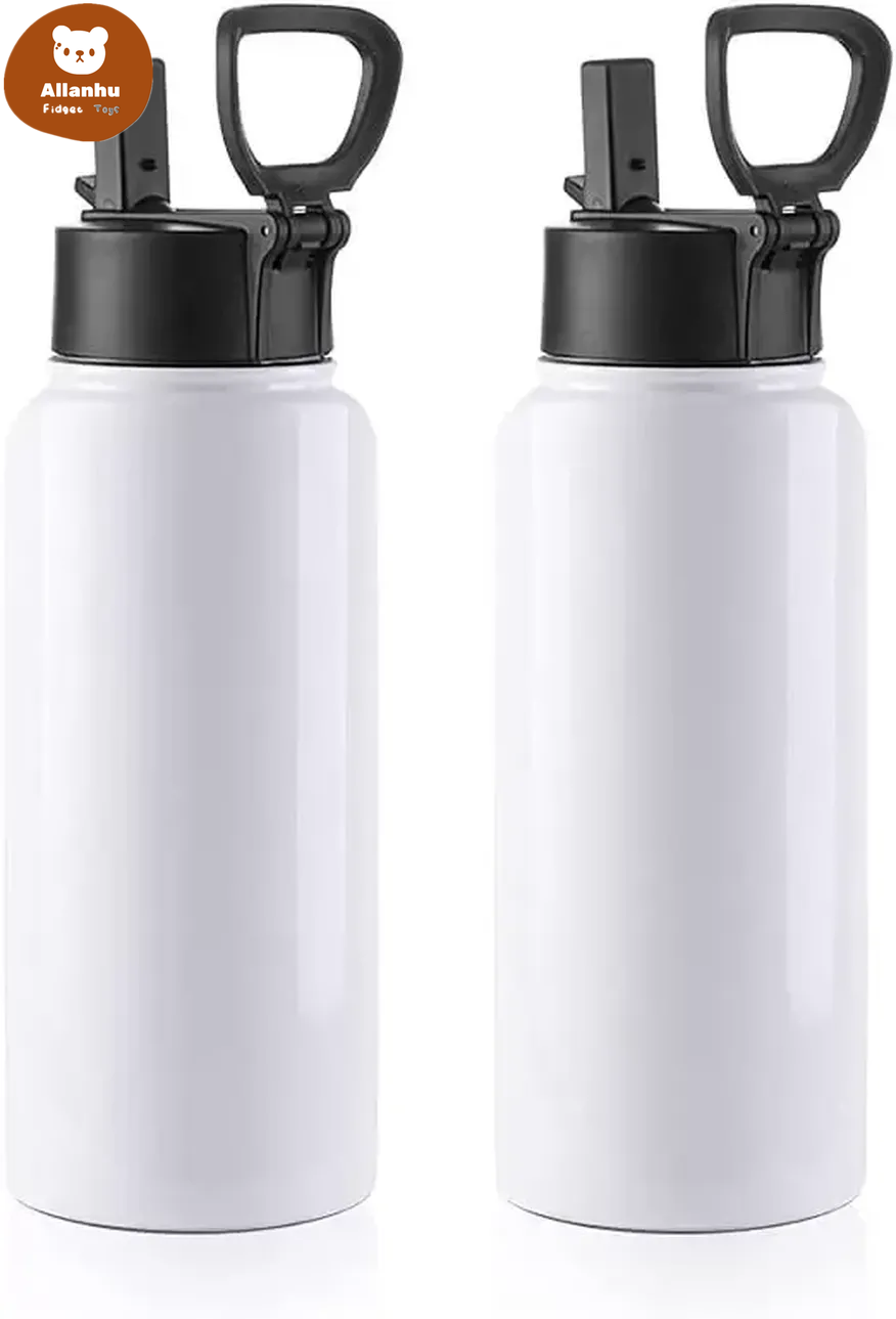 Sublimation Blank Tumbler 32 OZ White Vacuum Flask Stainless Steel Sports Wide Mouth Water Bottle with Straw and Portable Handle 591w от DHgate WW