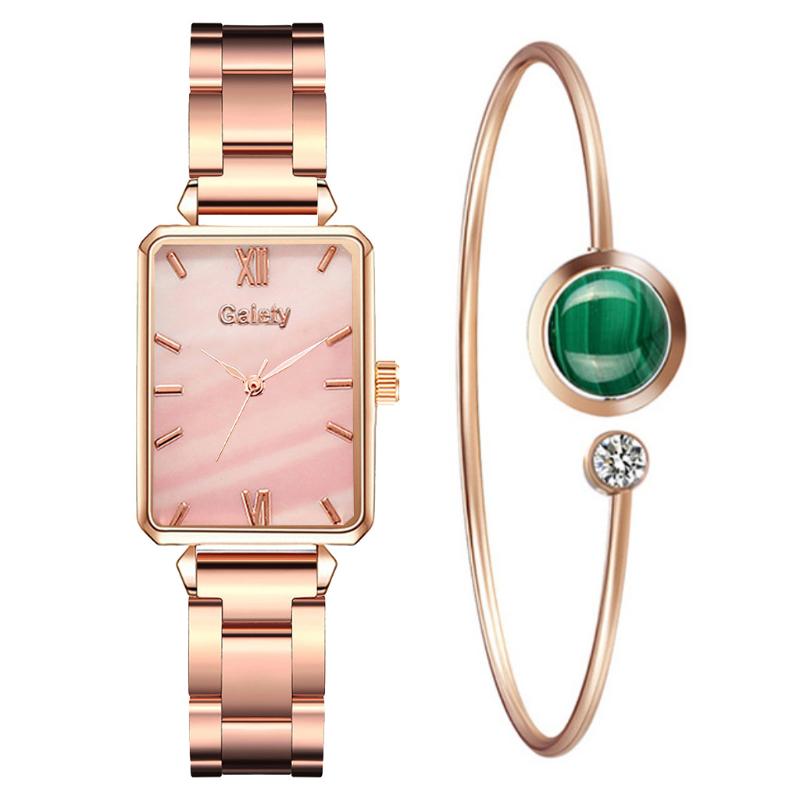 Wristwatches Steel Band Ladies Watches Fashion Square Women Quartz Watch Bracelet Set Green Dial Simple Rose Gold Mesh Luxury, As picture show
Wristwatches Steel Band Ladies Watches Fashion Square Women Quartz Watch Bracelet Set Green Dial Simple Rose Gold Mesh Luxury, As picture show