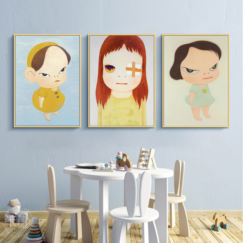Art Sleepwalking Dolls Yoshitomo Nara Cartoon Painting Canvas Art Print Pictures Poster For Baby Kids Room Japan Art